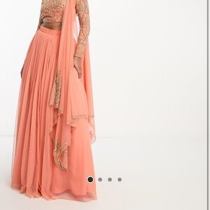 ASOS DESIGN mesh maxi lehenga skirt in marigolo